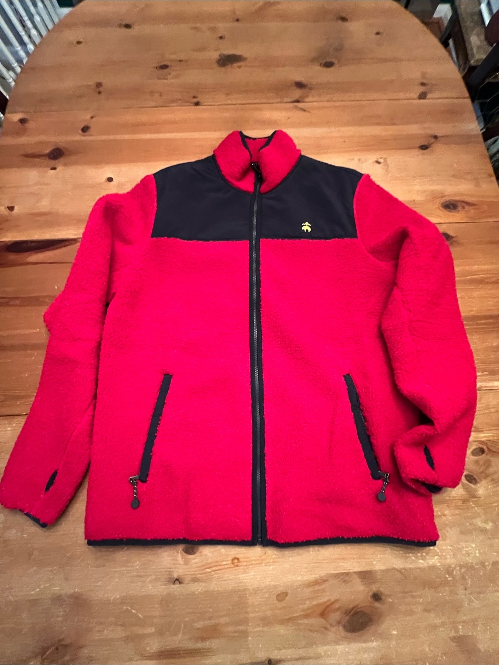 Men's Brooks Brothers Red Fleece Jacket with Contrast Yoke size Large